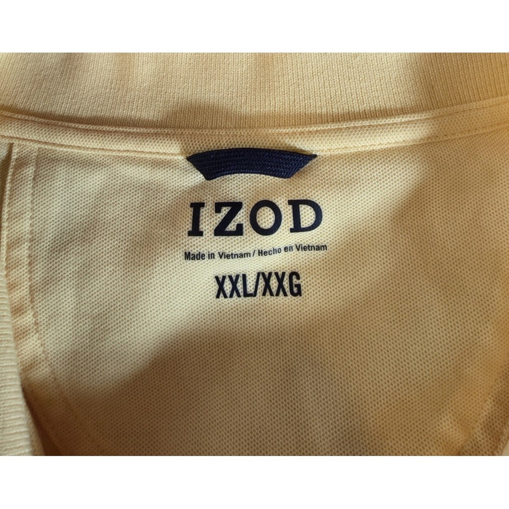 IZOD Men's 2XL XXL Polo Shirt Yellow Short‎ Sleeve Pima Cotton Casual Golf - Picture 6 of 6
